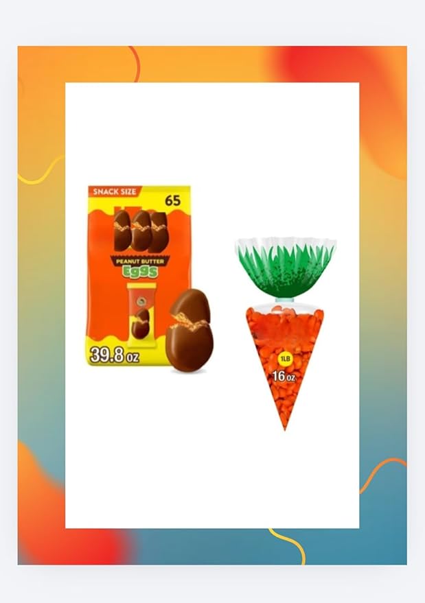 Milk Chocolate Peanut Butter Eggs Candy 20 oz Count individually wrappedEaster Egg Hunt and 16 oz Pieces Coated Candies in Carrot Bag (Eggs and Candy)