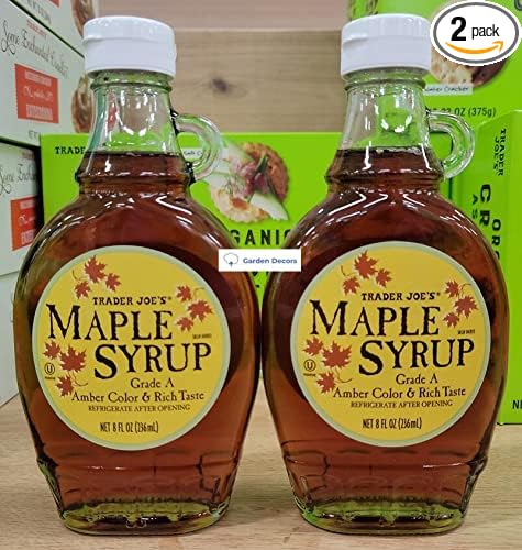 Trader Joe’s Grade A Maple Syrup Amber Color &amp Rich Taste 8fl oz 236ml (Two Bottles)