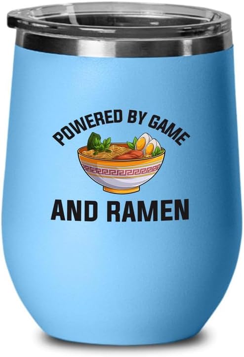 Ramen Lover Blue Edition Wine Tumbler 12oz - Powered by game - Food Lovers chicken pumpkin vegan pantry spicy noodles