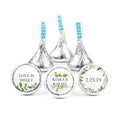 90 Pcs Personalized Wedding Candy Favors Kisses with DIY Stickers Bulk Chocolate - Botanical