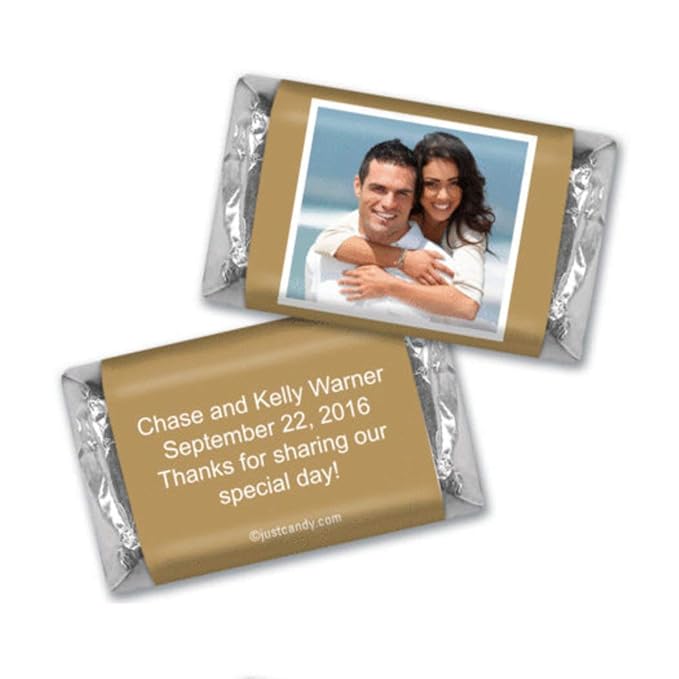 Personalized Wedding Candy Favors with Photo Mini Wrappers - Gold