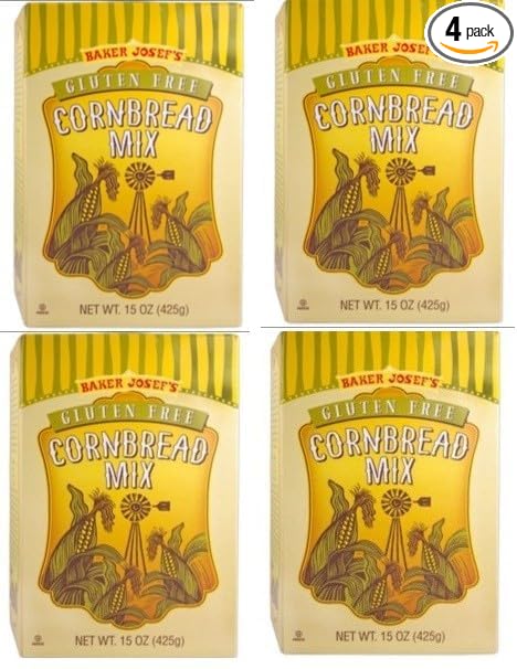 Gluten Free Cornbread Mix by Baker Josefs - 15 Oz Box - Pack of 4