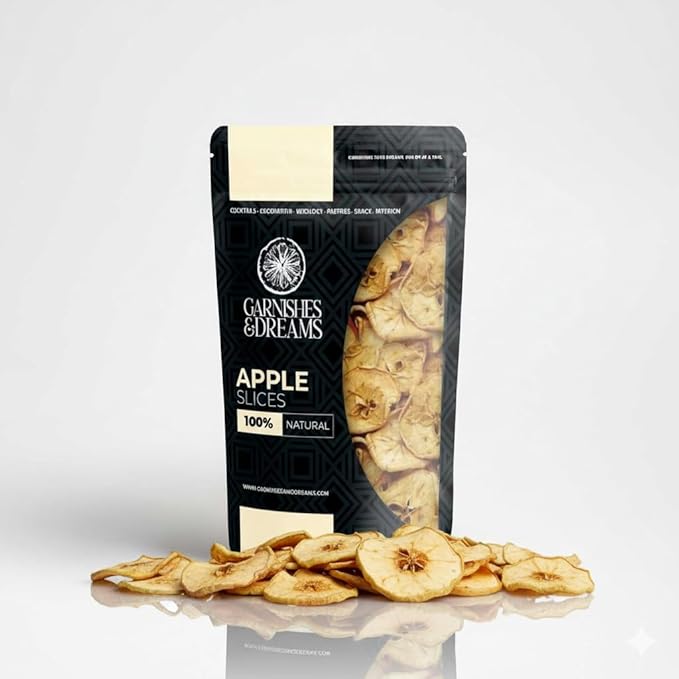Garnishes &amp Dreams Dehydrated &amp Dried Apple Slices (5.5oz) – Natural Fruit for Cocktails Mixology Desserts &amp Healthy Snacking No Sugar Added Edible Dried Fruit for Baking &amp Drinks