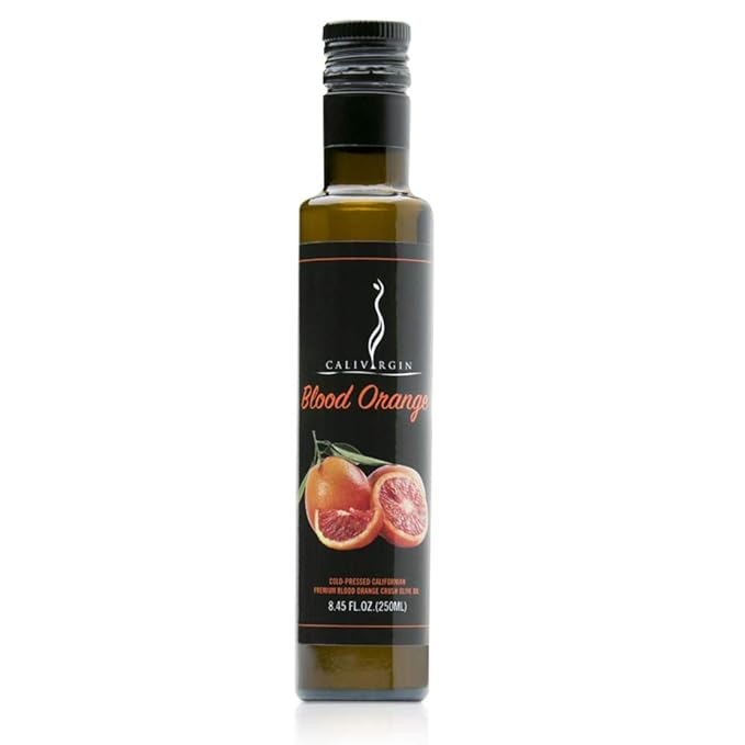 Calivirgin Blood Orange Olive Oil - Blood Orange Infused Extra Virgin Olive Oil - Cold Pressed Olive Oil - Blood Orange Flavored Olive Oil - No Preservatives Organically Grown Olives - 250ml