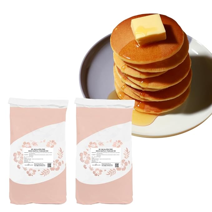Mochi Foods Gluten-Free Mochi Pancake &amp Waffle Mix – 44lbs Bulk Case (2 x 22lbs Bags) | Chewy Fluffy Texture | Food Service &amp Restaurant Use | Just Add Egg Oil &amp Milk | 2-Year Shelf Life