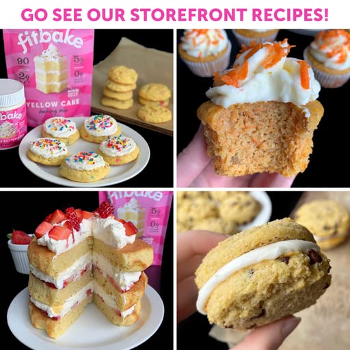 FitBake Yellow Cake Baking Mix and Vanilla Frosting Bundle | 2 Cake Mixes and 2 Frosting | 0g to 2g Net Carbs Per Serving | Keto Friendly Low Carb Food | Gluten Free Desserts | No Added Sugar