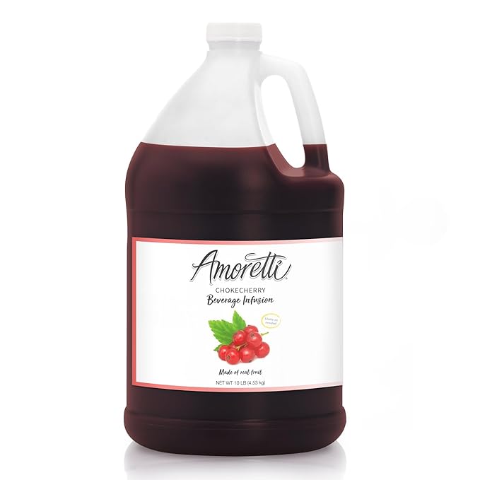 Amoretti - Chokecherry Beverage Infusion (10 lbs) - Drink Mix &amp Water Enhancer with Pump for Flavoring Cocktails Waters Teas Mocktails and other Beverages Preservative Free Gluten Free