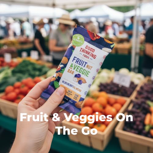 Good Thinking Foods Fruit &amp Veggie Bars - Variety Pack | Mediterranean Diet Snack Vegan Organic Fruit Real Vegetables High Fiber (12g) Healthy Fats Antioxidants No Added Sugar Great Tastin