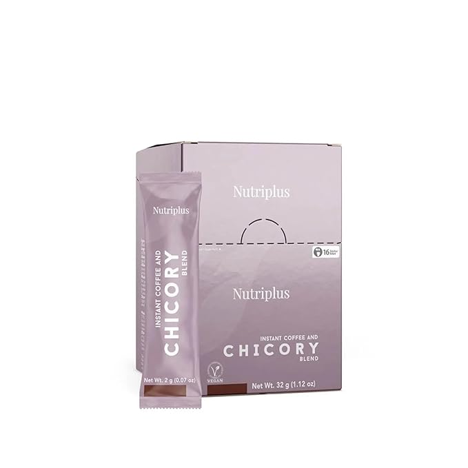 FARMASi Nutriplus Chicory Root Instant Coffee Sticks Plant Based Low Caffeine Coffee Alternative Vegan Single Serve Travel Packets 16 Sticks