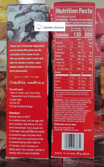 Trader Joe's Chocolate Peppermint Loaf &amp Baking Mix 19oz 539g (Two Boxes)