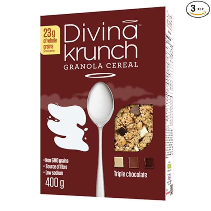 Divina Krunch Granola Cereal Pack of 3 NON-GMO CEREAL (Triple Chocolate Granola)