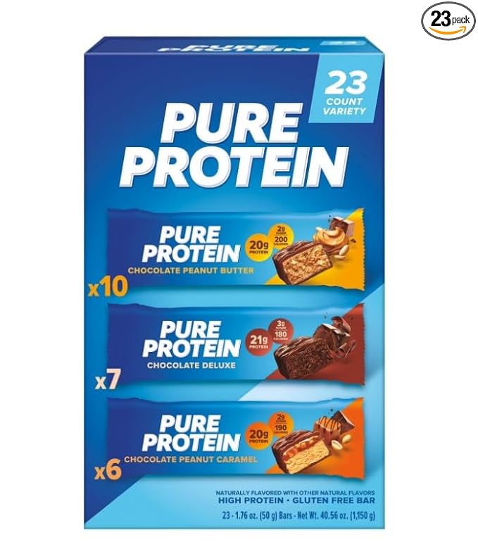 Pure Protein Bars Gluten Free Chocolate Variety Pack ~ 23 Count ~ 1 Pack.