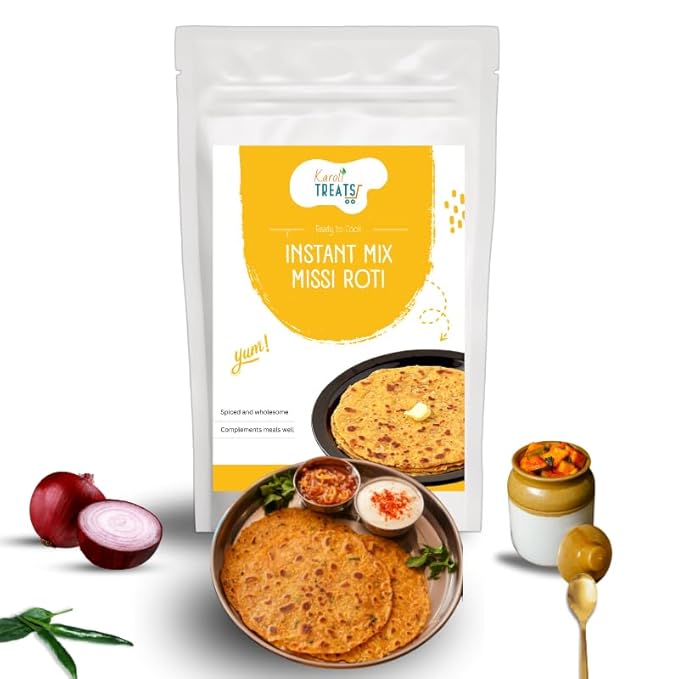 Karoli Treats Missi Roti Instant Mix | Authentic Punjabi Flatbread Flour | Premium Gram Flour &amp Spices | Easy-to-Cook Indian Multigrain Roti Mix (250 Gram (8.8 oz) Pack of 8)