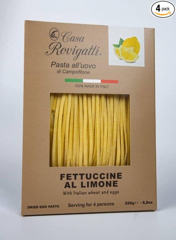 Fettuccine with Lemon Gourmet Egg Pasta (Pack of 4) - Italian Pasta From the Region of Di Campofilone- Imported Italian Egg Pasta- 8.8 ounces / 250 grams