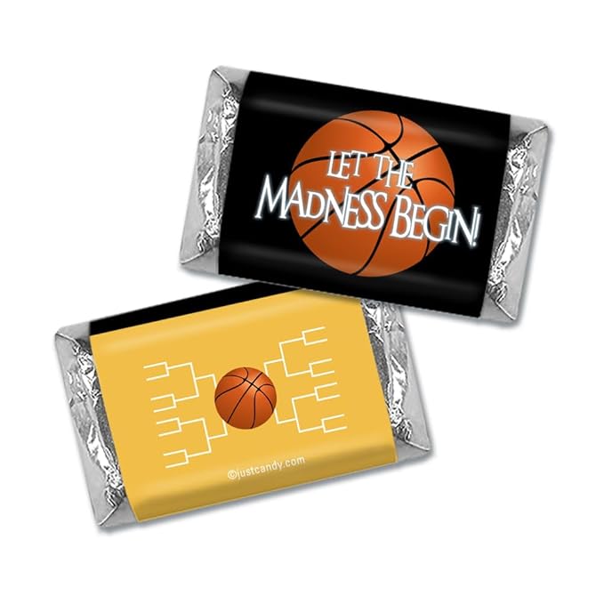 100ct Basketball Party Favors Wrappers for Miniatures Let the Madness Begin (100 Count) - Yellow - Candy Included