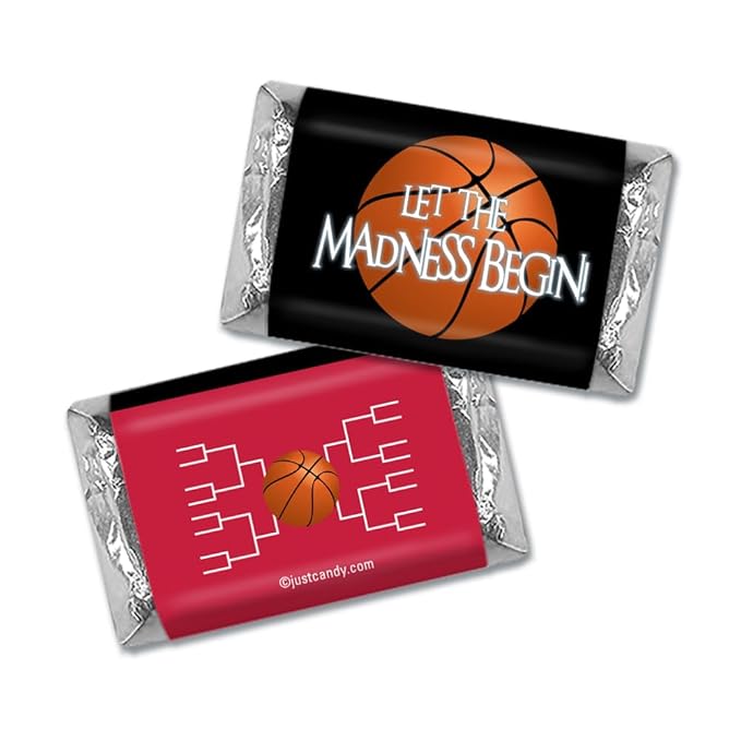 100ct Basketball Party Favors Wrappers for Miniatures Let the Madness Begin (100 Count) - Red - Candy Not Included
