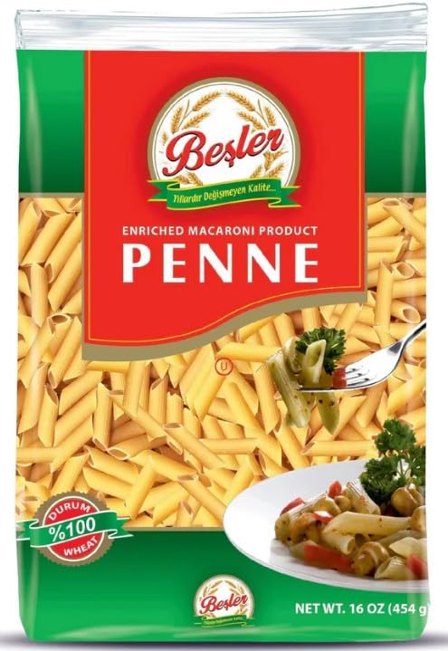 Penne Pasta ByBesler Durum Wheat Semolina 16 Oz Pack of 8