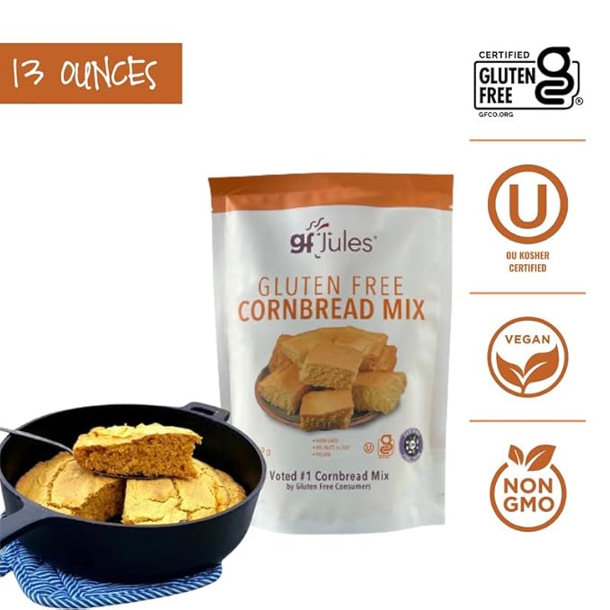 gfJules Certified Gluten Muffin Mix and Cornbread Mix | No Grit Non-GMO Vegan &amp Kosher | Voted #1 by Gluten Free &amp Celiac Consumers