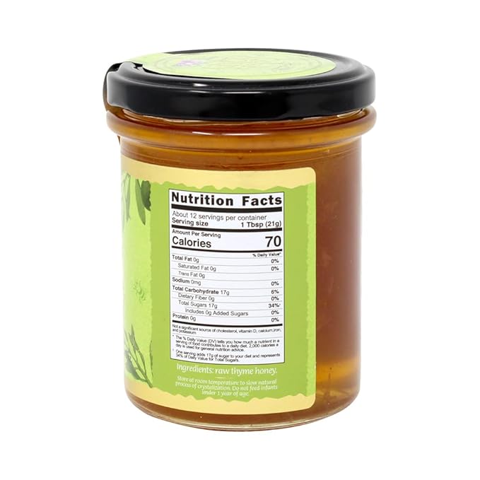 MY LAND Raw Unfiltered Greek Honey – Wild Thyme from Mt. Pangaion Naturally Dense &amp Unpasteurized Pollen-Rich Raw Sweetener from Greece | 9.5 oz Glass Jar (Pack of 1)