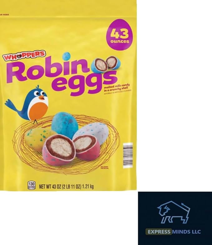 WHOPPERS Robin Eggs Malted Milk Candy Easter Candy Easter Basket Fillers Easter Candy Treats Bulk 2.5 Pounds