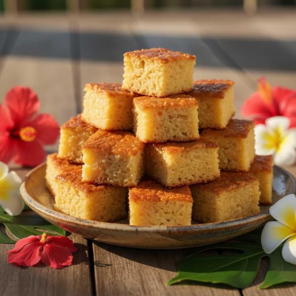 Hawaii's Best Butter Mochi Mix Hawaiian Snacks Baking Mix Authentic Island Dessert Made with Sweet Rice Flour &amp Coconut Milk Gluten Free Pancake Mix Easy-to-Make Chewy Treat for Family 15 oz