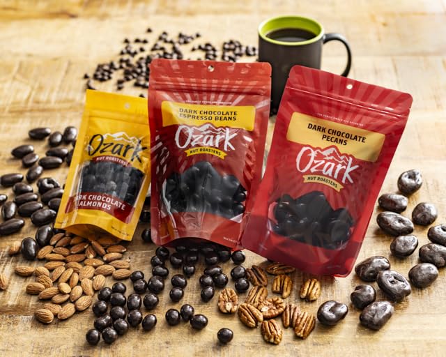 OZARK NUT ROASTERS Sugar-Free Dark Almonds Dark Chocolate Flavored Snacks No Sugar Added World-Class Gourmet Candied Nuts Resealable Pack (14 oz)