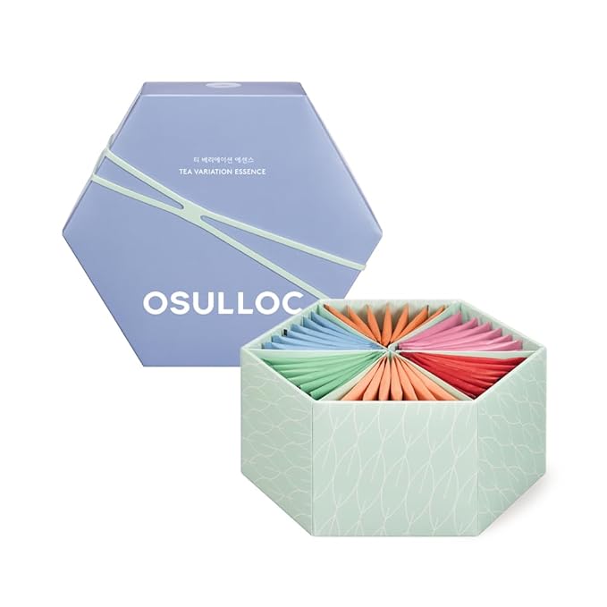 OSULLOC TEA VARIATION ESSENCE (42 Count 6 Types x 7 ea) Assorted Tea bag Sampler Exceptional Designed Variety Tea gift Set Premium Tea sets from Jeju Island tea farm