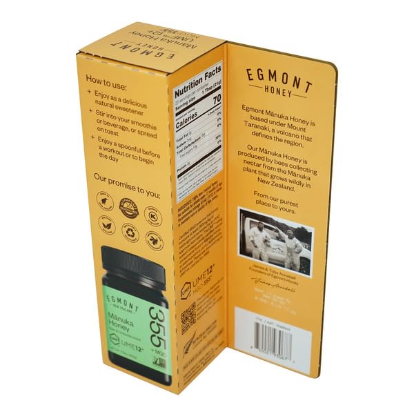 Egmont New Zealand Mānuka Honey UMF 12+ – Raw &amp Unpasteurized Premium Authentic MGO Certified Honey 1 pack
