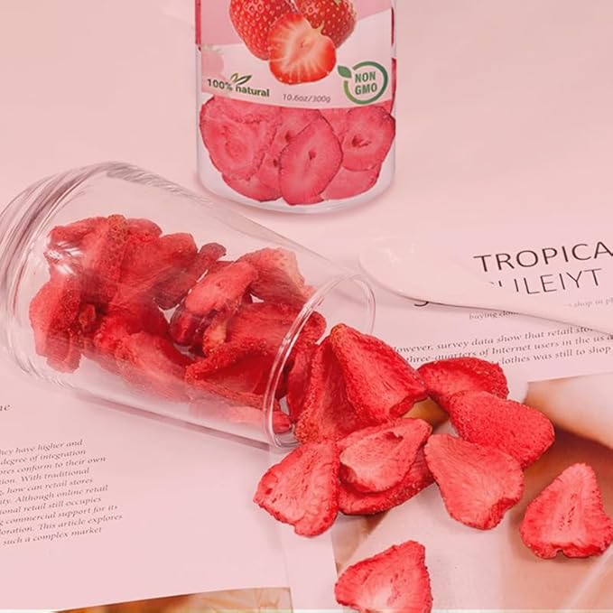 Freeze-Dried Strawberry Slices - 10.6oz (300g) | 100% Natural Fruit | Crunchy Snack for Smoothies Baking &amp Desserts | Vegan Non-GMO