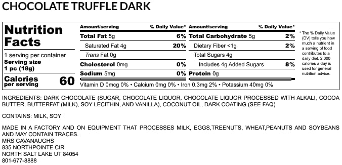 Mrs. Cavanaugh's 3 lb Chocolate Truffle Dark Chocolate