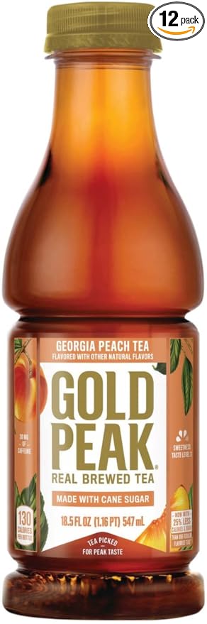 Gold Peak Georgia Peach Iced Tea Drink 18.5 fl oz ( 12 Pack Bottles)