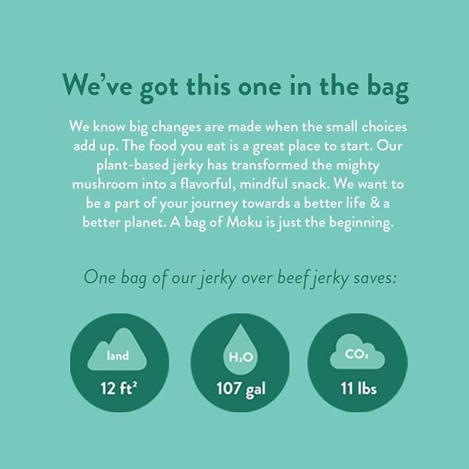 Moku Plant-Based Mushroom Jerky Vegan Gluten Free Soy-Free Non-Gmo No Artificial Sweetener Healthy Snacks 2.0 Oz Ea (3 Count Maui Onion)