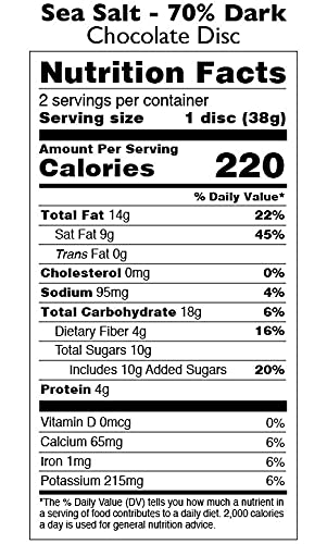 Taza Chocolate Organic Mexican-Style Disc 70% Dark Chocolate Sea Salt 2.7 Oz (12 Pack) Vegan