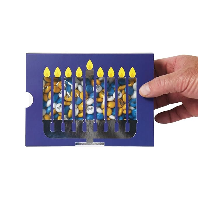 M&ampM’S WORLD Hanukkah Milk Chocolate Candy - 1 lb Hanukkah Chocolate Candies Gift Box Great Holiday Gift Blue Gold &amp White