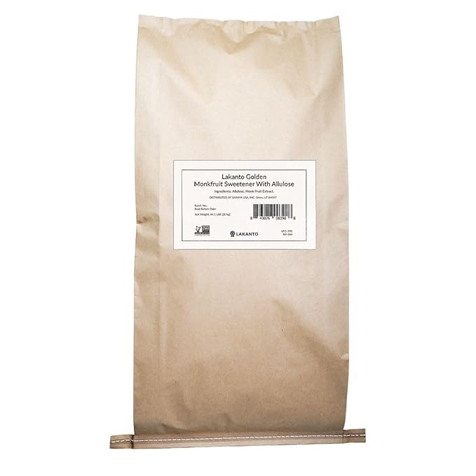Lakanto Bulk Golden Monk Fruit Sweetener with Allulose - Bulk Raw Cane Sugar Substitute Baking Extract Sugar Replacement (Golden - 20 kg)