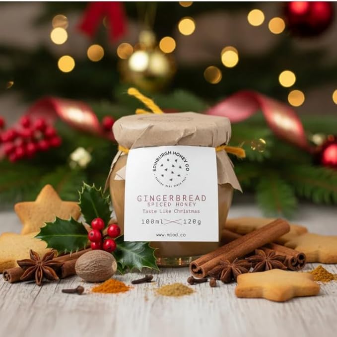 Edinburgh Honey Co. Set of 2 Jars Scottish Holiday Gingerbread Spiced Honey 100 ml Each