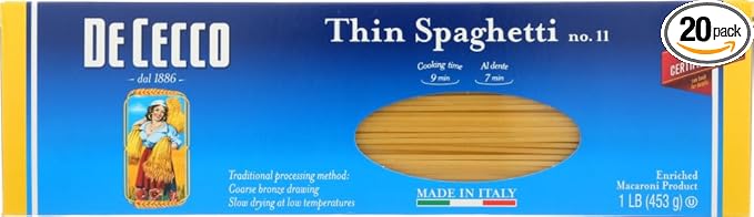 De Cecco Spaghettini Pasta 16 Ounce -- 20 per case.