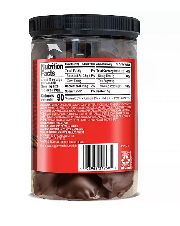 MM Milk Chocolate Pecan Caramel Clusters 30.2 oz Jar (855 g) Crunchy Pecans in Creamy Chocolate