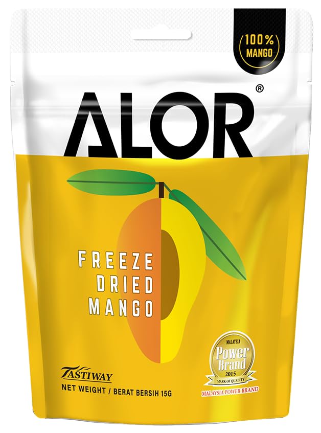 ALOR 100% Natural Dried Mango Slices – Unsweetened No Sugar Added Pure Fruit Snack – Crunchy Crispy &amp Gluten-Free – Healthy Dehydrated (15 Grams x 8 Packs - Mango)