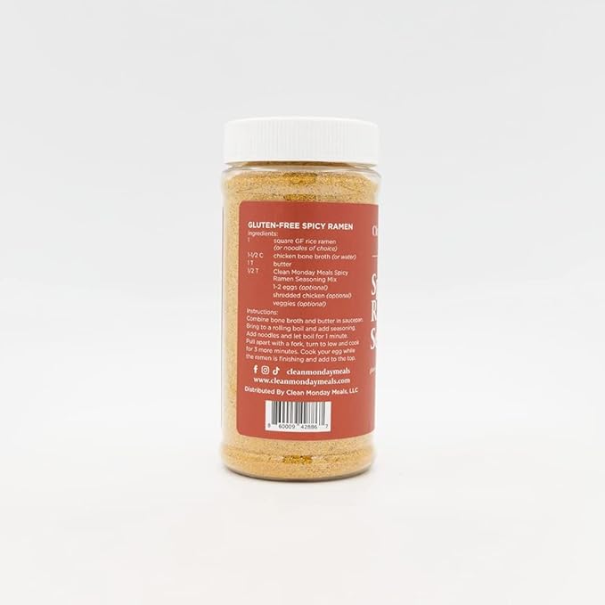 Clean Monday Meals Spicy Ramen Seasoning Mix | Gluten-Free Dairy-Free Vegan-Friendly Non-GMO | Bold Flavor for Noodles Soups Stir-Fries &amp Meal Prep | 2-Pack 11.07 oz Each