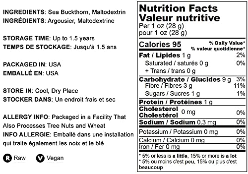 Food to Live Sea Buckthorn Juice Powder 1.5 Pounds - Made from Raw Dried Berries Unsulfured Vegan Bulk Great for Baking Juices Smoothies Yogurts and Instant Breakfast Drinks No Sulphites