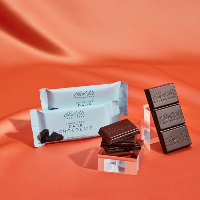Ethel M Chocolates Premium Sugar Free Dark Chocolate Bars Individually Wrapped Chocolate Candy Bars for Gifting Holidays &amp Everyday Indulgence (24 Pieces)