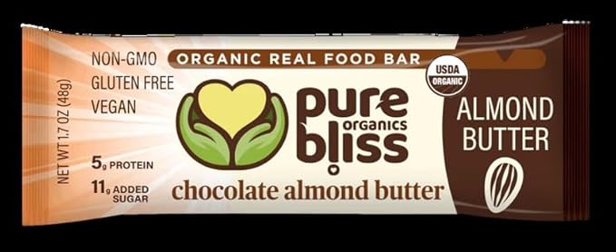 Organic Real Food Bar (Chocolate Almond Butter) Non-GMO Gluten Free Vegan Nutrition Bars Energy Bars Super Food Simple Ingredients Best Tasting Healthy Snack Breakfast Bars Dairy Free Soy Fr
