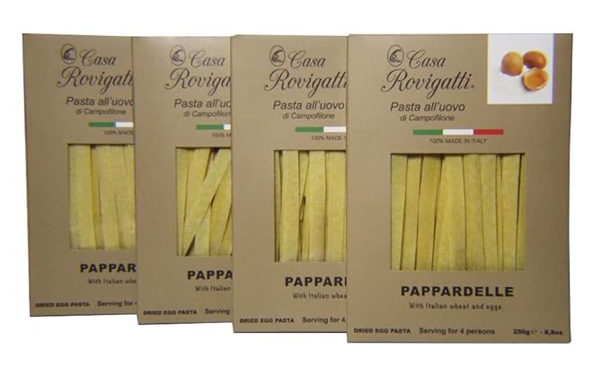 Pappardelle Egg Gourmet Pasta (Pack of 4) - Italian Gourmet Pasta From the Region of Di Campofilone - Imported Gourmet Italian Egg Pasta - 8.8 ounces / 250 grams
