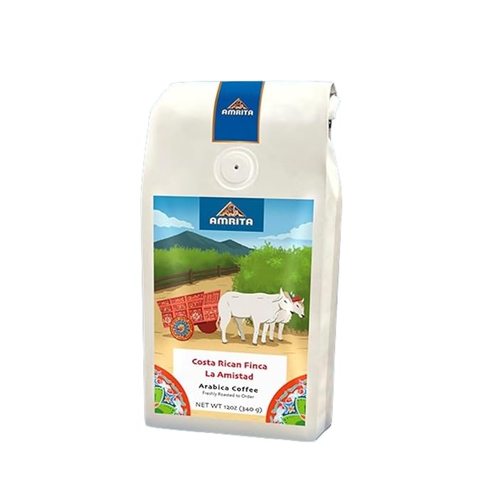 Costa Rican Finca La Amistad - Light - Roasted by Amrita Certified Pure - Whole Bean Coffee - 2 Pound Bag
