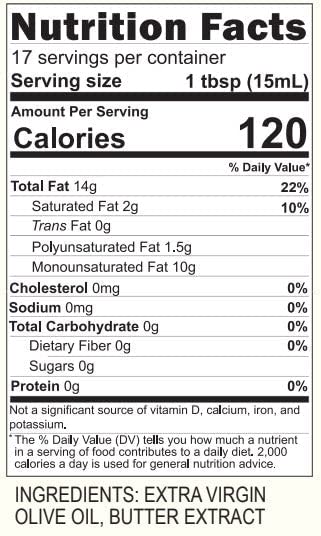 Blazing Bella Butter Olive Oil – Buttery Extra Virgin Olive Oil for Popcorn Cooking &amp Finishing – Cold-Pressed California Olive Oil – 8.45 fl oz (250ml)