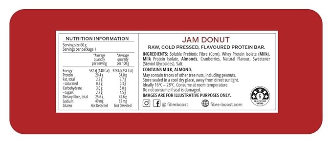 Fibre Boost Cold Pressed Jam Donut flavoured Protein Bar