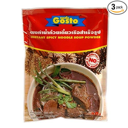 Gosto Instant Spicy Noodle Soup Powder (Nam-Tok) 208 g.(Pack of 3)NO MSGNO COLOR and PRESERVATIVE ADDED ...Ship By naveenana shop.