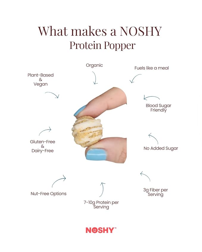 NOSHY Protein Poppers - Protein Balls - Vegan Plant-Based Gluten-Free Dairy-Free Non-GMO Kosher 3-Pack (Variety Pack)