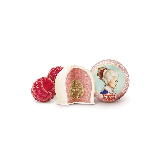 REBER Constance Kugel with White Chocolate with Hazelnut Praline and Marizpan Filling with Raspberry 6pc Portrait Box